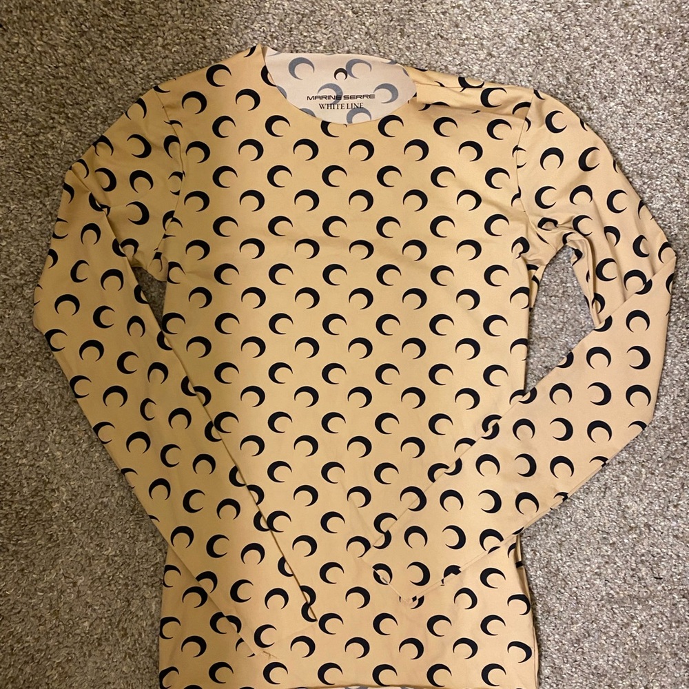 Marine Serre Beige and Black Crescent Moon Long Sleeve Top